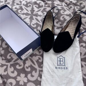 Birdies Women's Elegant Black Velvet Loafers